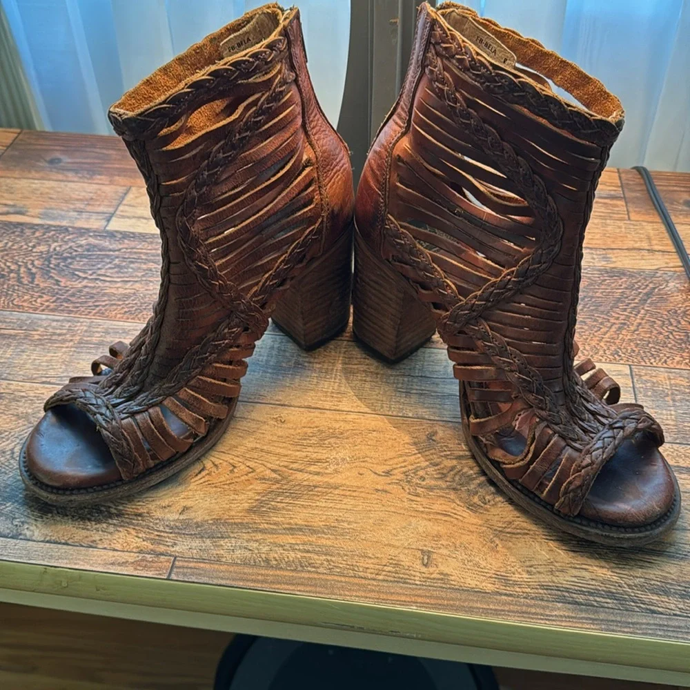 Free Bird Bela Braided Brown Women's Open-Toe Boots size 8 - Picture 7 of 9